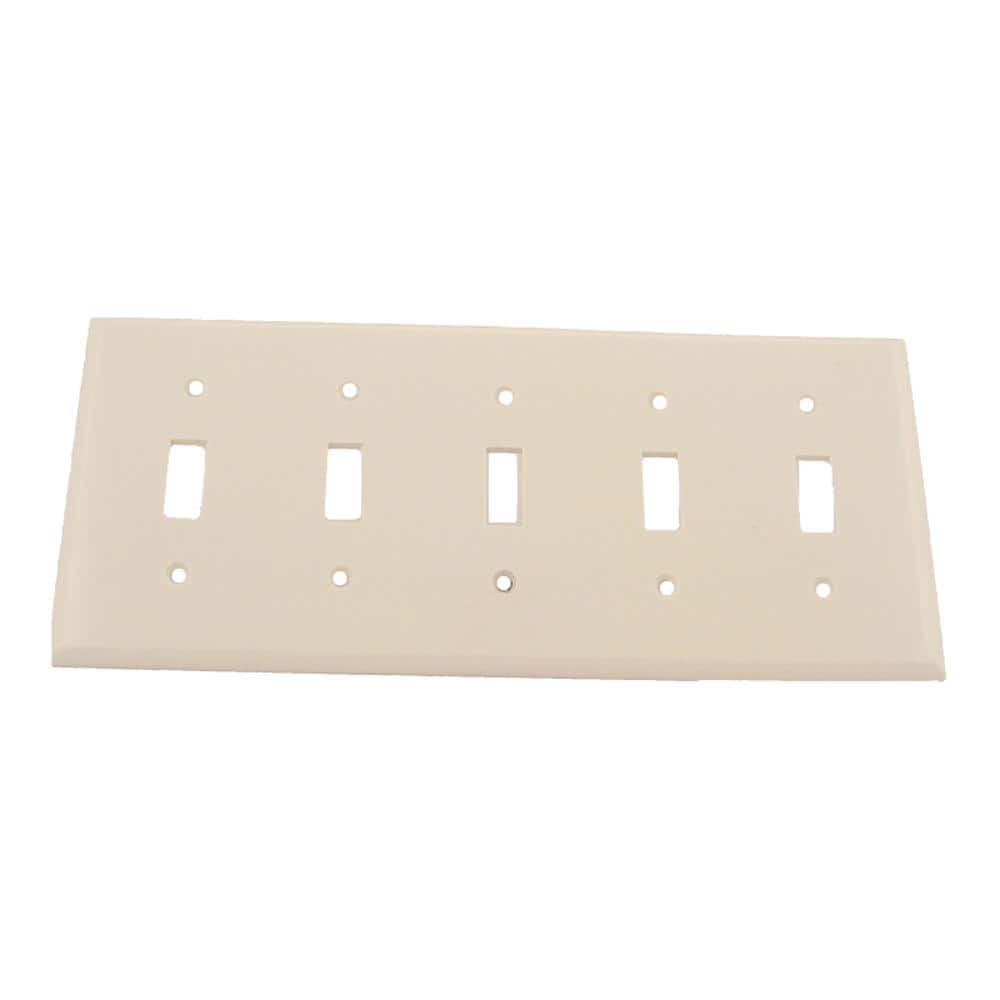 Leviton 5-Gang White Toggle Plastic Standard Wall Plate (1-Pack) 88023