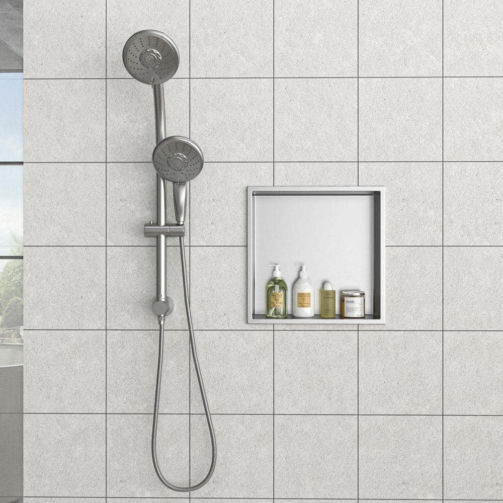 JimsMaison 12 in. W x 12 in. H x 4 in. D Shower Niche Set of 1 Pieces in Brushed Nickel (2)