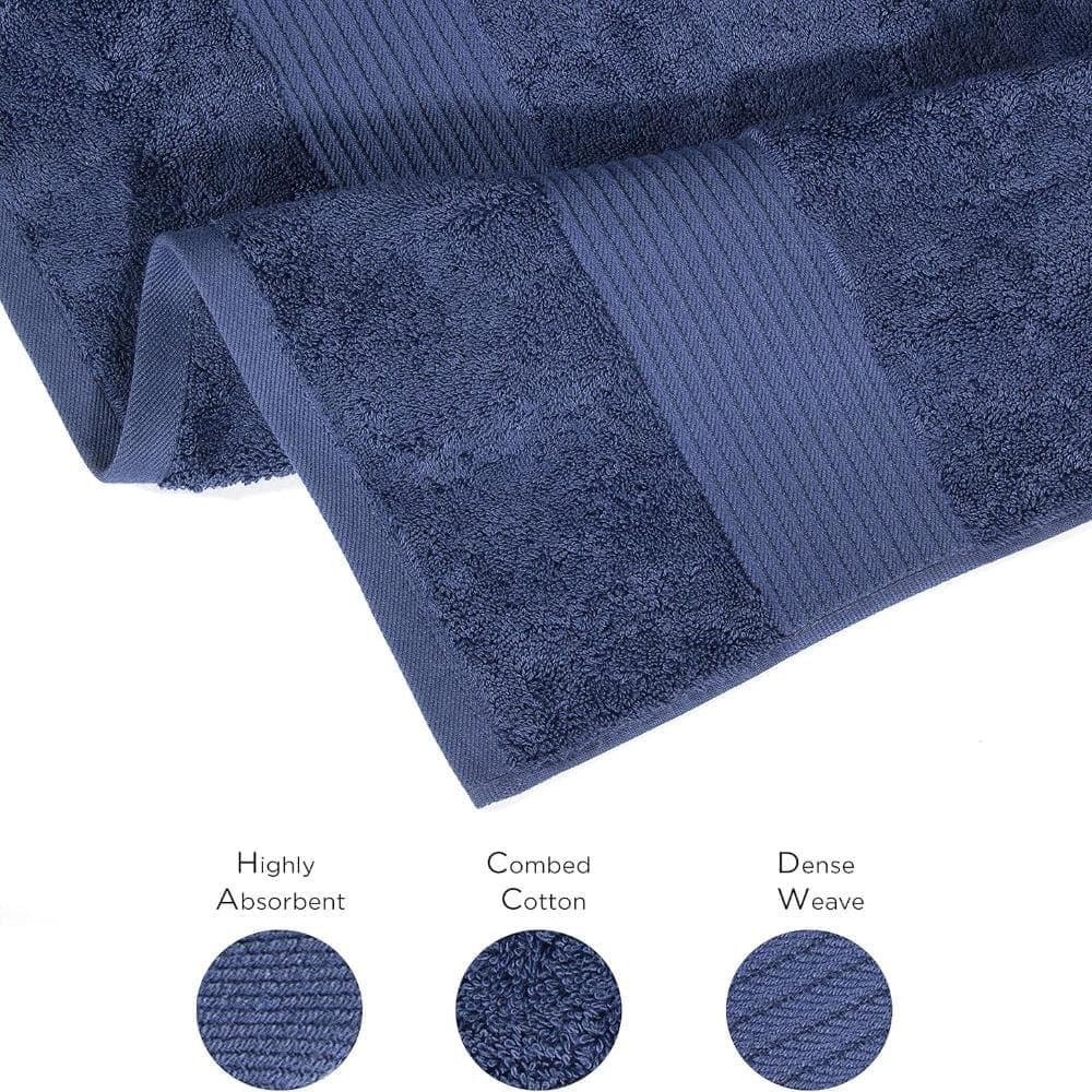 Unbranded 6-Piece Luxury Cotton Bath Towel Set, 56"L x 34"W - Denim (2)