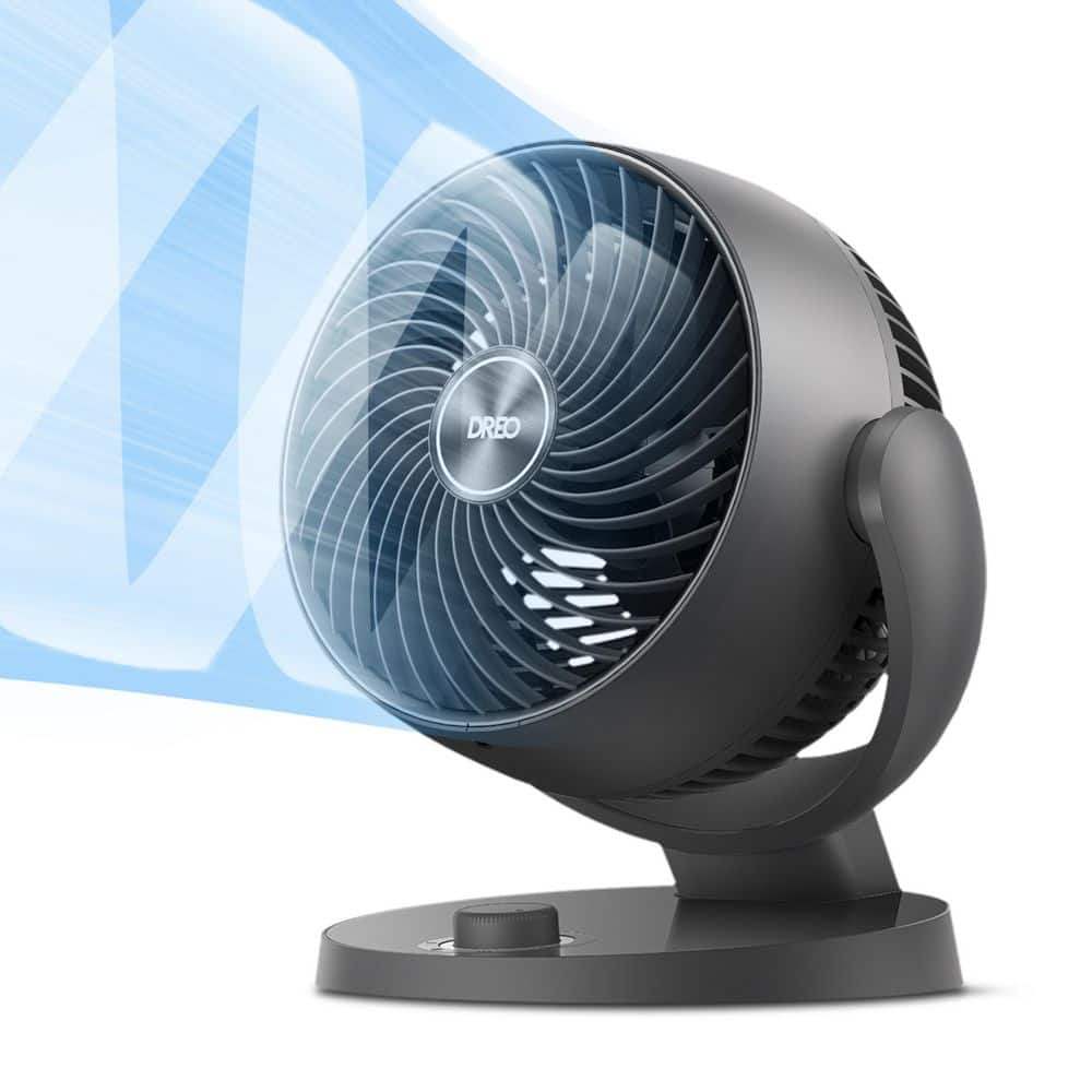 DREO 7 in. 3-Speed Air Circulator Desk Fan in Black with 70 ft. Airflow, 120° Tilt and 28 dB Quiet Operation