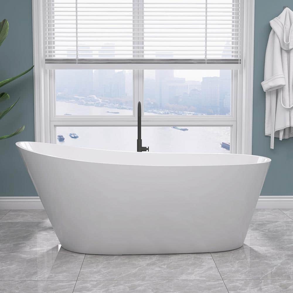 NTQ 29 in. Acrylic Freestanding Soaking Bathtub Stand Alone Bathtub Left Drain Free Standing Tub
