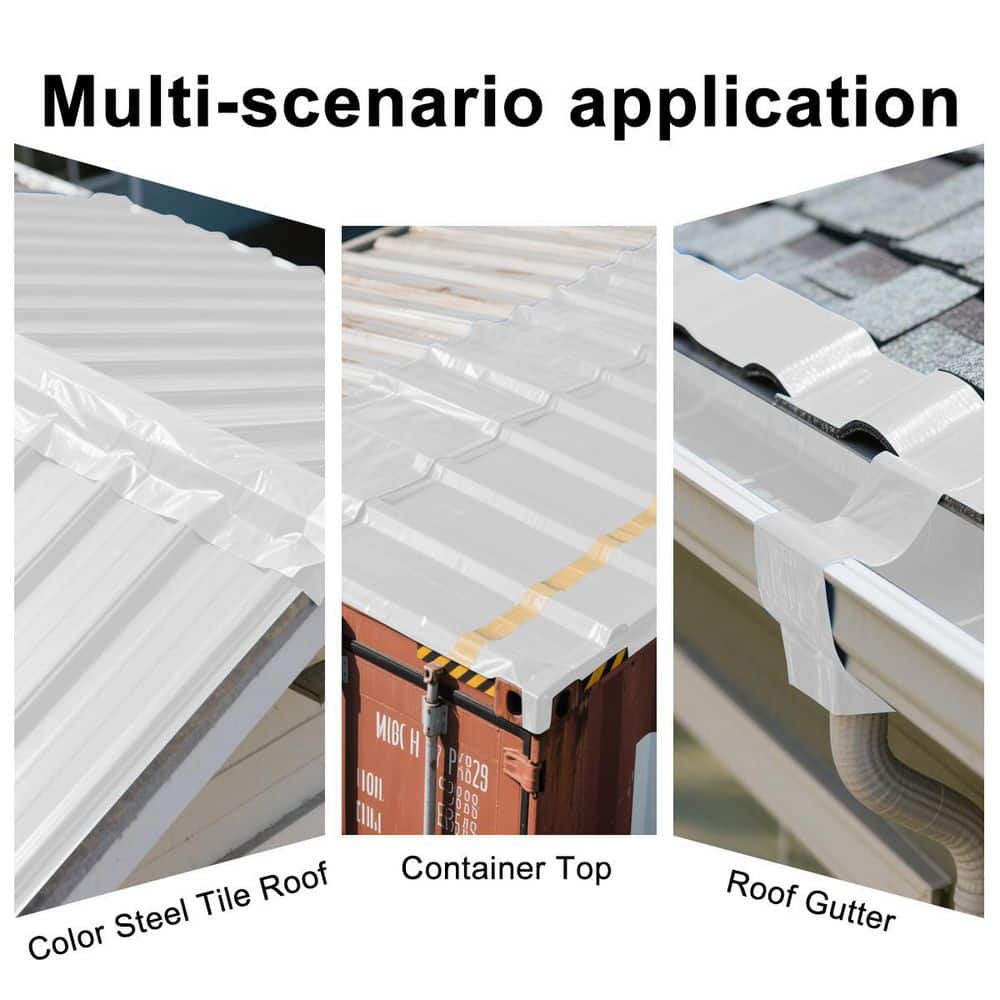 Wellco 7.87 x 196.8 in. Industrial Roof Waterproof Anti-Corrosive Tape Cuttable Polyethylene for Outdoor Metal Roofs Silver (2)