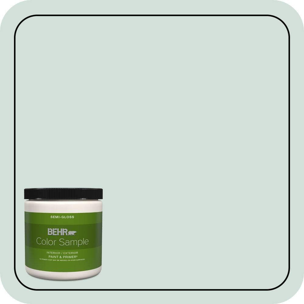 BEHR PREMIUM PLUS 8 oz. #S430-1A Reflecting Moment Semi-Gloss Enamel Interior/Exterior Paint and Primer Color Sample