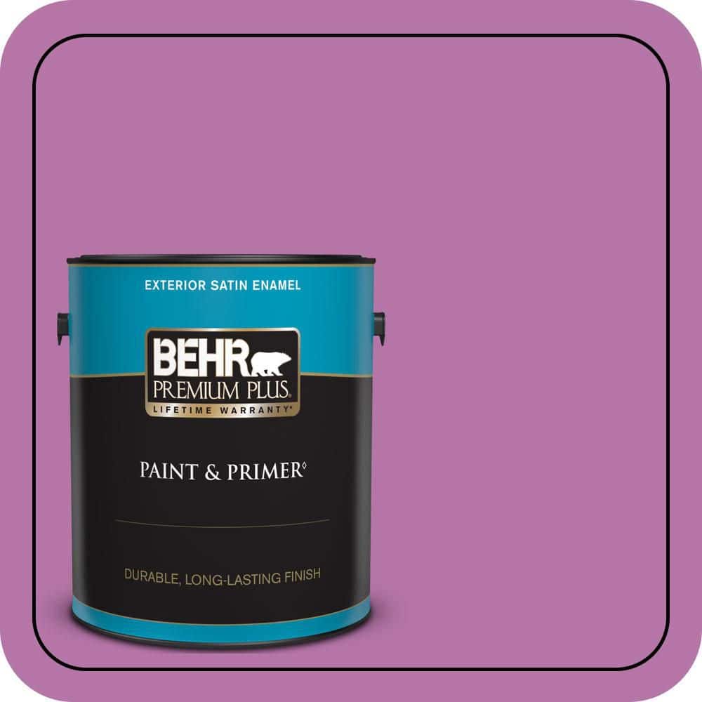 BEHR PREMIUM PLUS 1 gal. #P110-5A Eccentric Magenta Satin Enamel Exterior Paint & Primer