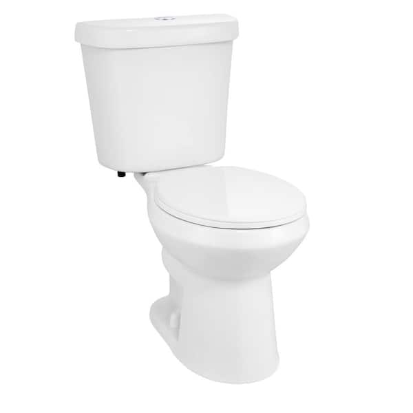 Glacier Bay 12 in. Rough In 2-Piece 1.1 GPF/1.6 GPF Dual Flush Round Toilet in White, Seat Included