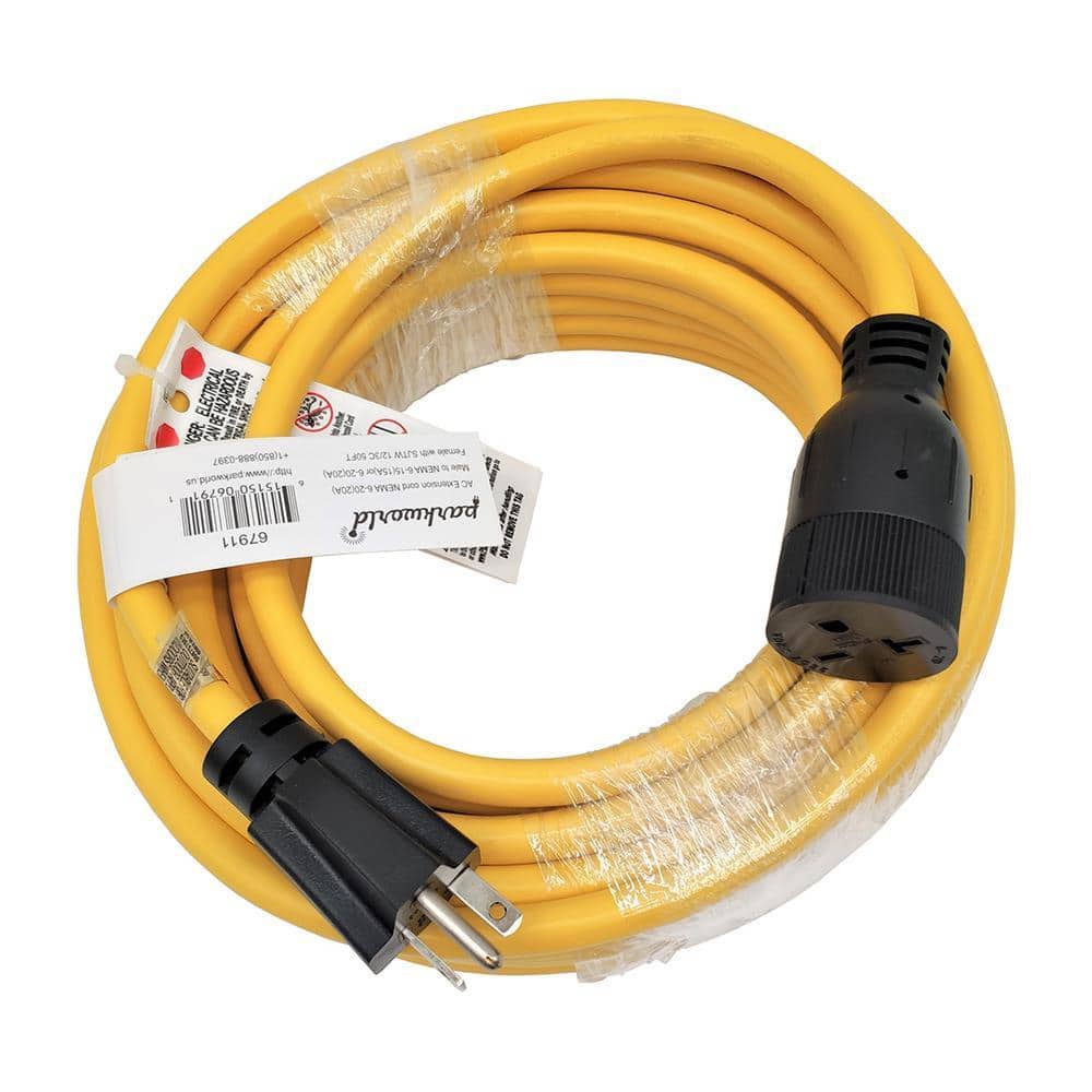 parkworld 50 ft. SJTW 12/3 20 Amp 250-Volt NEMA 6-20 Indoor/Outdoor Extension Cord (2)