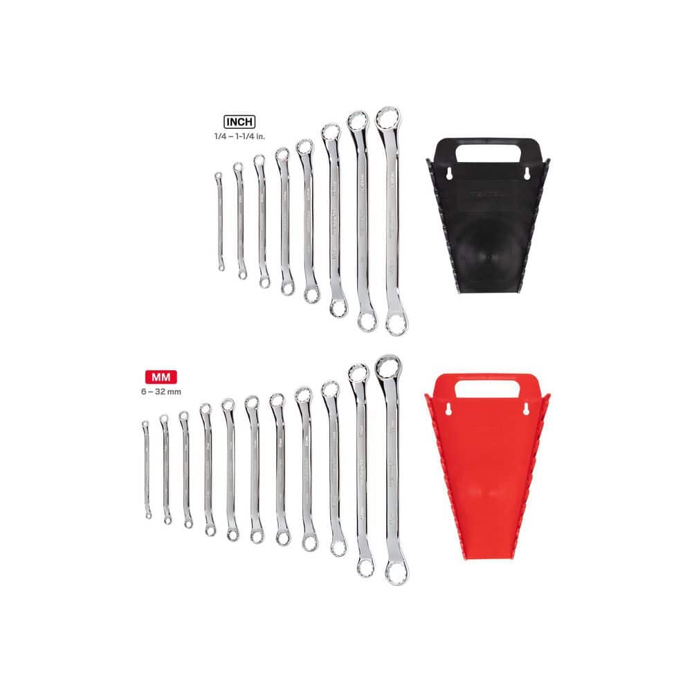TEKTON 45-Degree Offset Box End Wrench Set, 19-Piece (1/4-1-1/4 in., 6-32 mm) - Pouch (2)