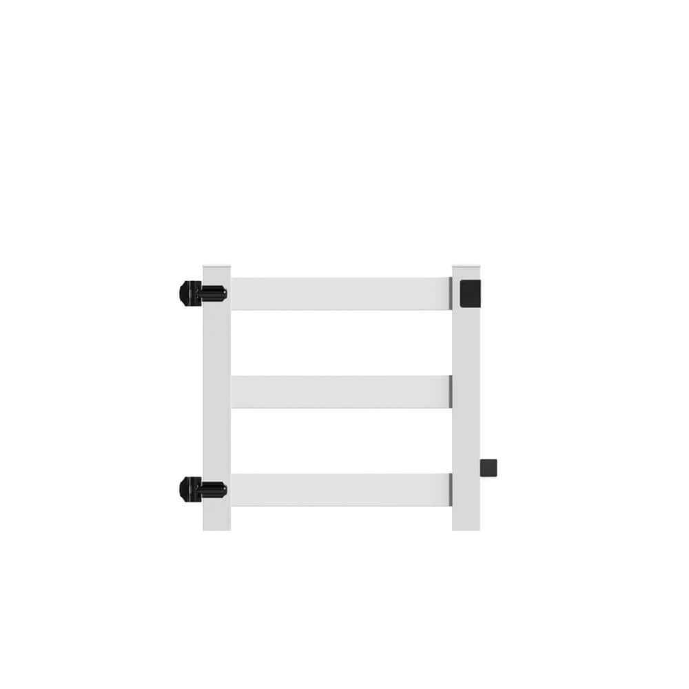 Barrette Outdoor Living 3-Rail Post and Rail 4 ft. x 4 ft. White Vinyl Walk Gate Kit Fence Gate (1)