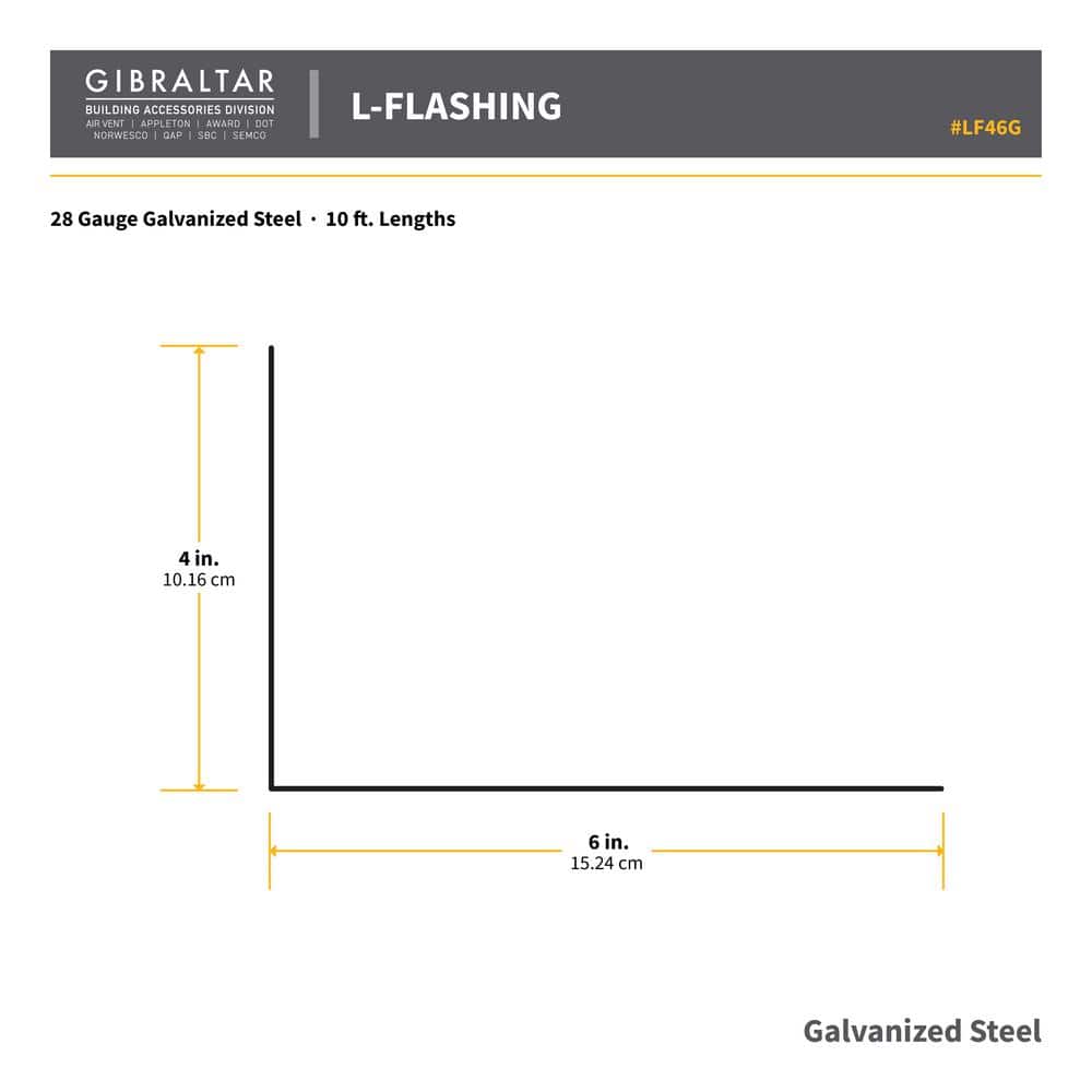 Gibraltar Building Products 4 in. x 6 in. x 10 ft. Galvanized Steel 90° L Flashing (2)