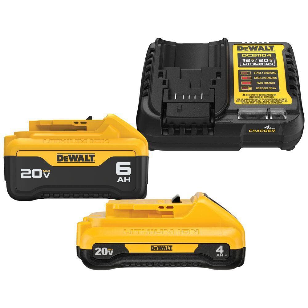 DEWALT 20V MAX Bluetooth Speaker with 20V MAX XR Premium Lithium-Ion 6.0Ah and 4.0Ah Starter Kit (3)