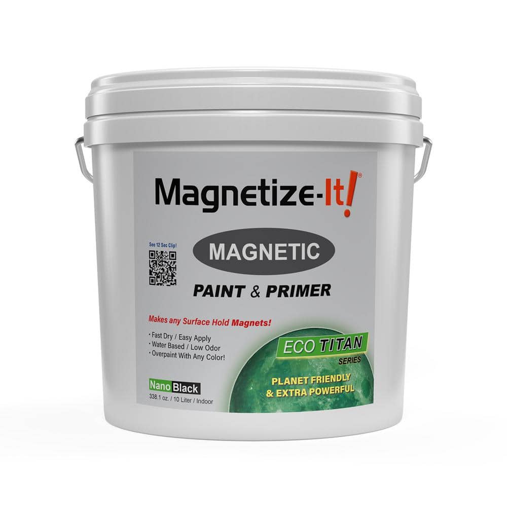 MAGNETIZE-IT! Magnetize-It Magnetic Paint and Primer (Water Based) - Eco Titan Extra Strong and Sustainable 10 L, Black