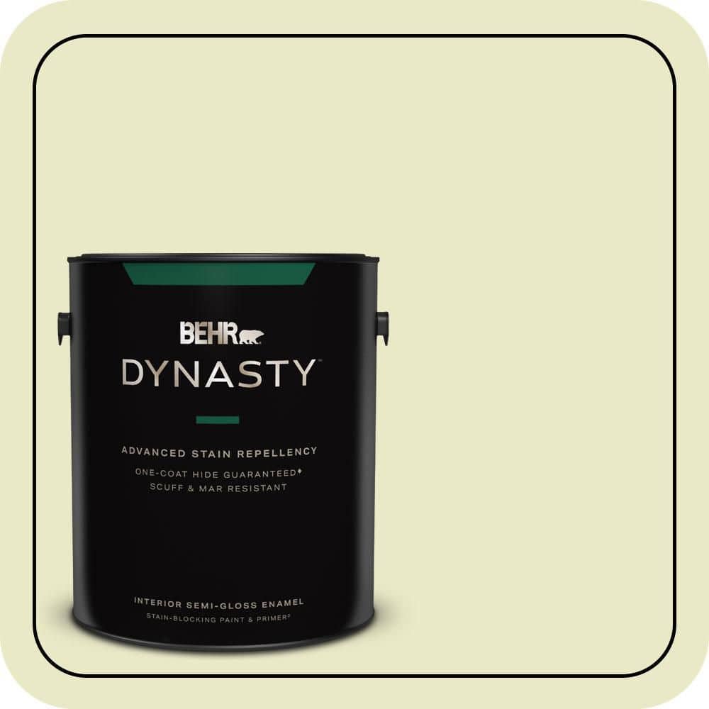 BEHR DYNASTY 1 gal. #PPU9-16 Pale Celery Semi-Gloss Enamel Interior Stain-Blocking Paint & Primer