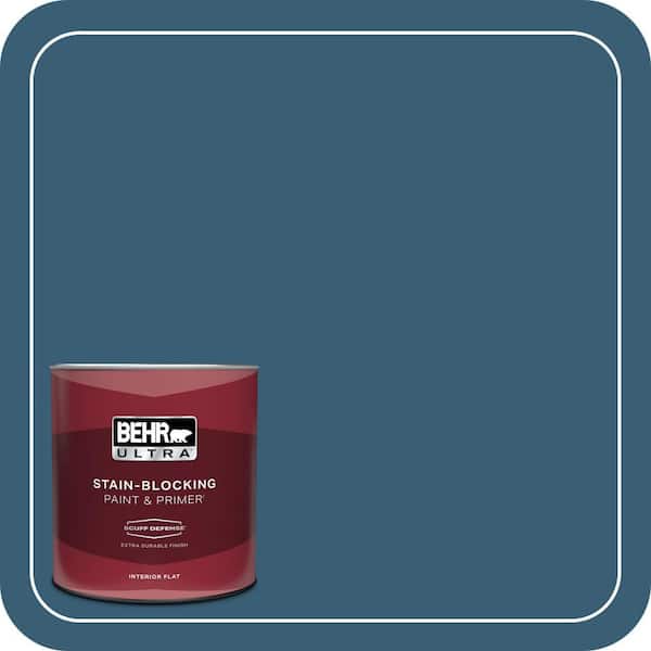 BEHR ULTRA 1 qt. #S490-7 Superior Blue Extra Durable Flat Interior Paint & Primer (2)