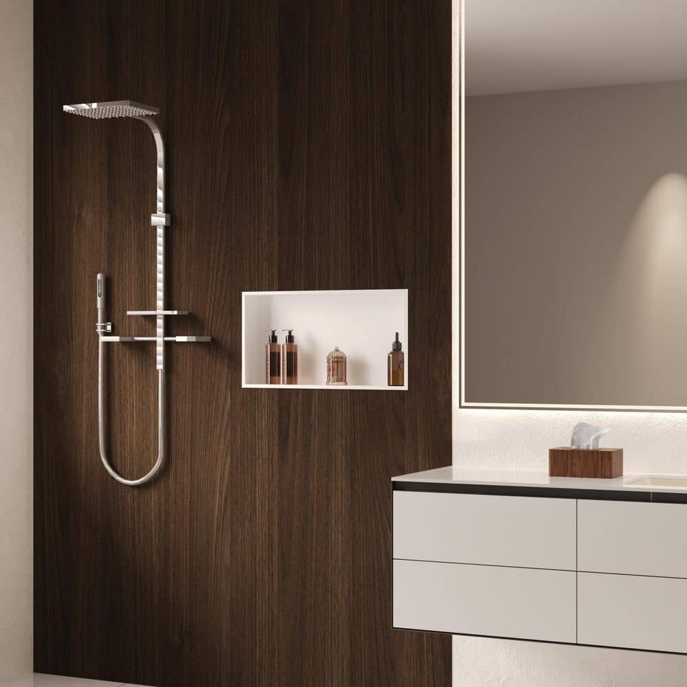 DEERVALLEY 25 in. W x 13 in. H x 4 in. D 304 Stainless Steel Recessed Shower Niche in White for Shampoo and Soap Storage (2)