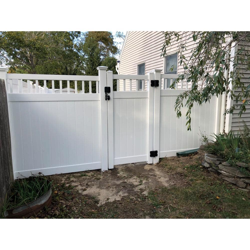 Weatherables Mason 3.7 ft. W x 7 ft. H White Vinyl Privacy Fence Gate Kit (2)