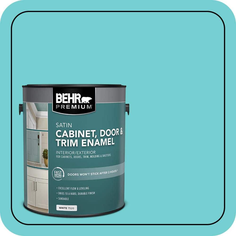 BEHR PREMIUM 1 gal. #P460-3 Soft Turquoise Satin Enamel Interior/Exterior Cabinet, Door & Trim Paint (1)