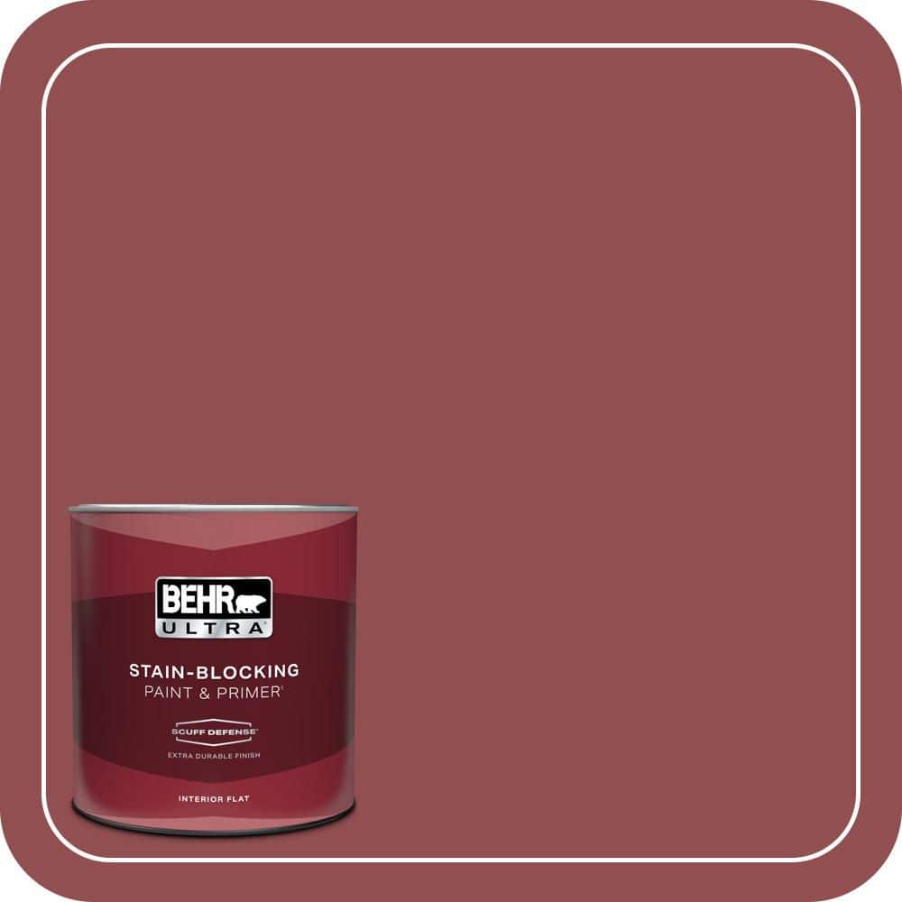BEHR ULTRA 1 qt. #PPU1-08 Pompeian Red Extra Durable Flat Interior Paint & Primer