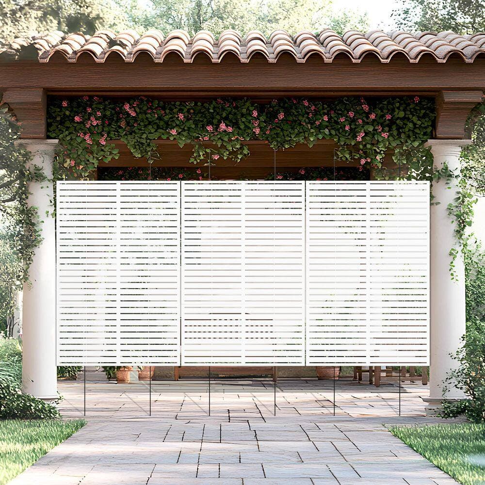 Dovelina 2-Piece 47 in. x 72 in. White Textured Metal Garden Screens Outdoor Privacy Screen (2)