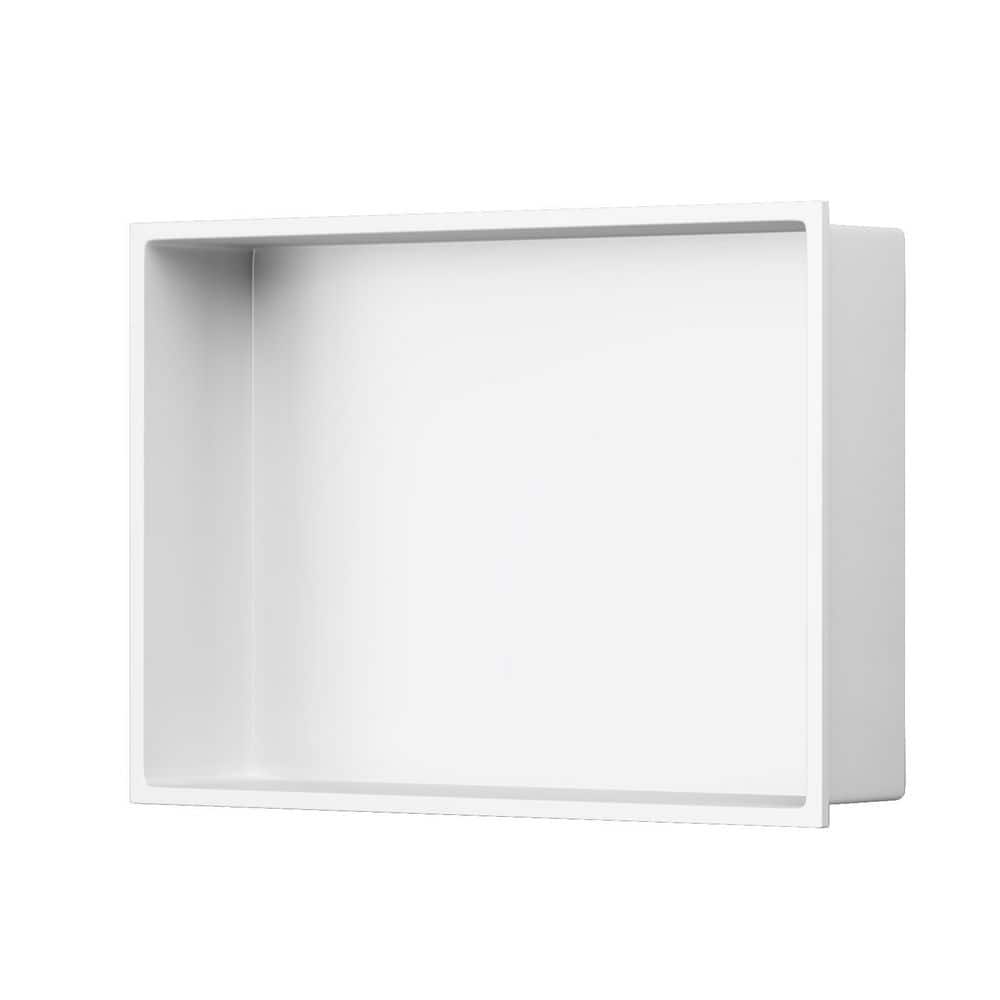 BWE 8 in. W x 12 in. H x 4 in. D Bathroom Shower Niche Standard Niche Over Mount Installation in White (1)