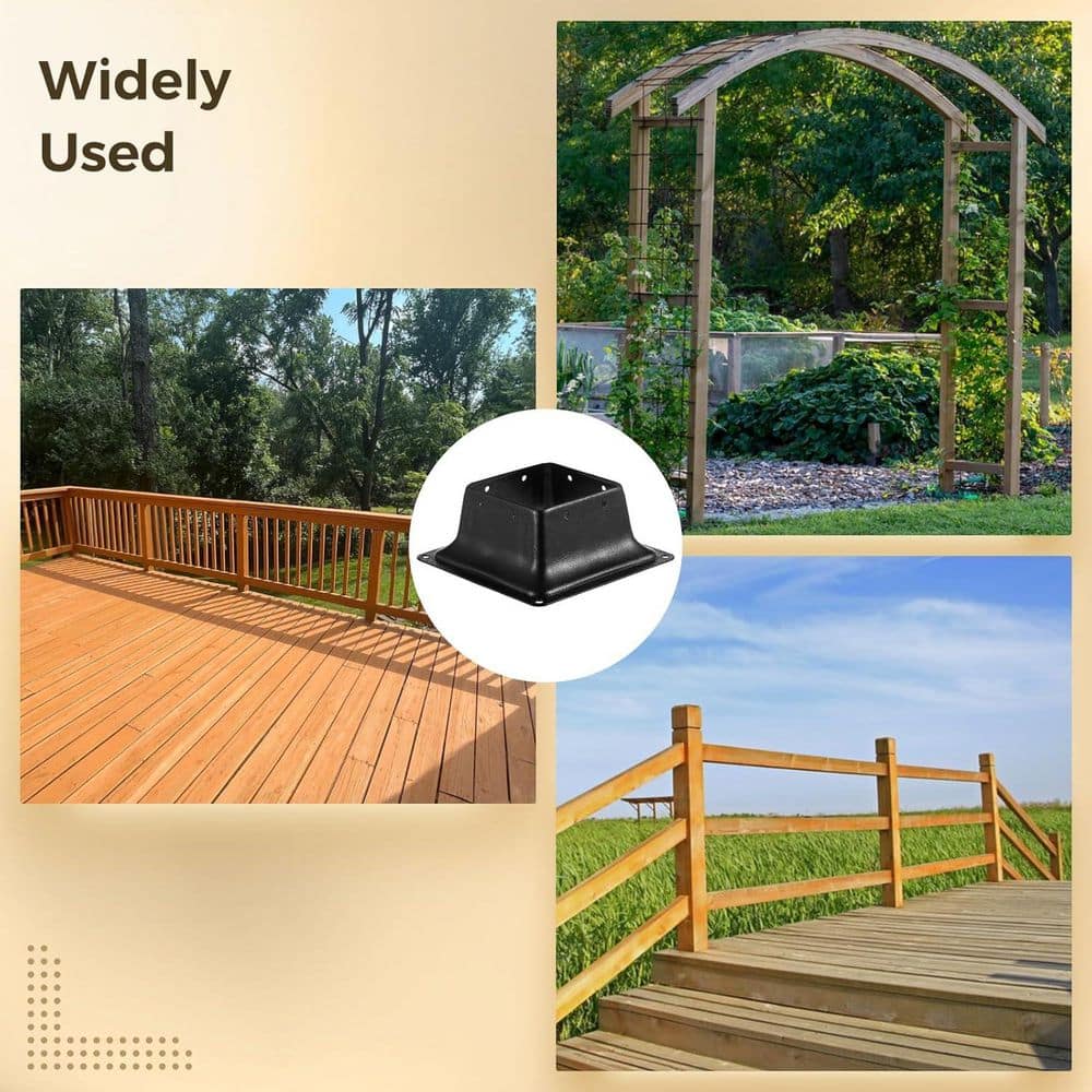 Afoxsos 4x4 Post Base 3.6x3.6 Heavy Duty Steel Deck Post Bracket with Anti-Rust Iron Alloy for Wood Post Anchor 5 Pack (2)
