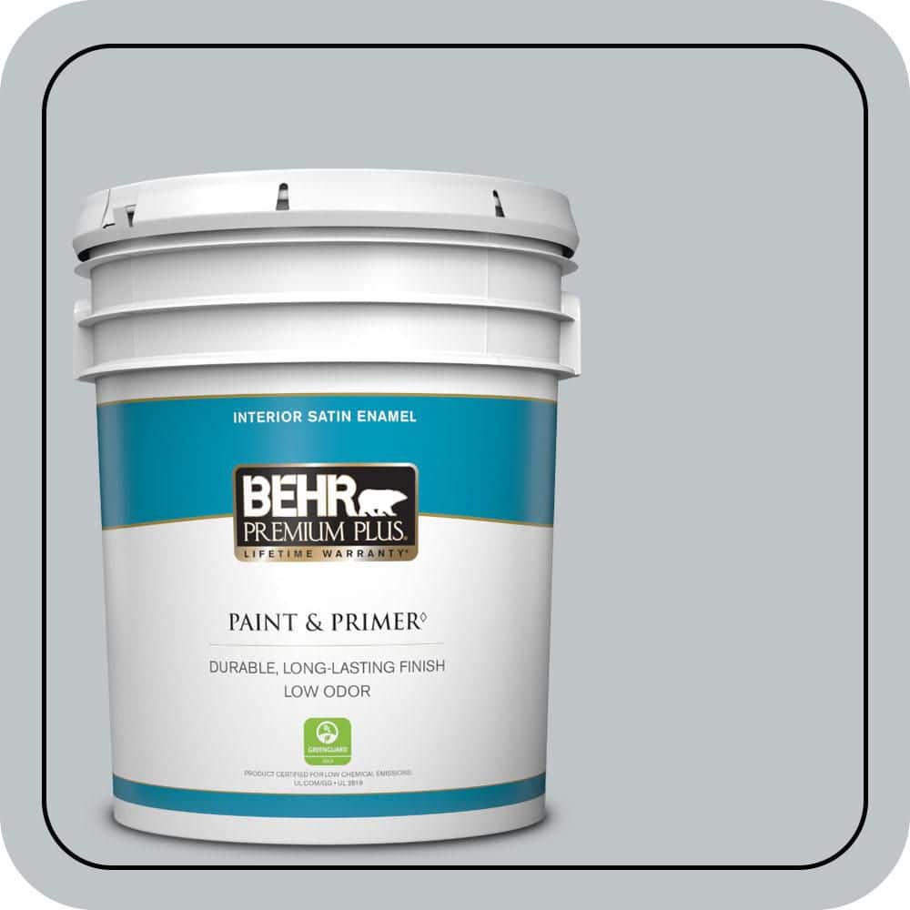 BEHR PREMIUM PLUS 5 gal. #N510-2 Galactic Tint Satin Enamel Low Odor Interior Paint & Primer