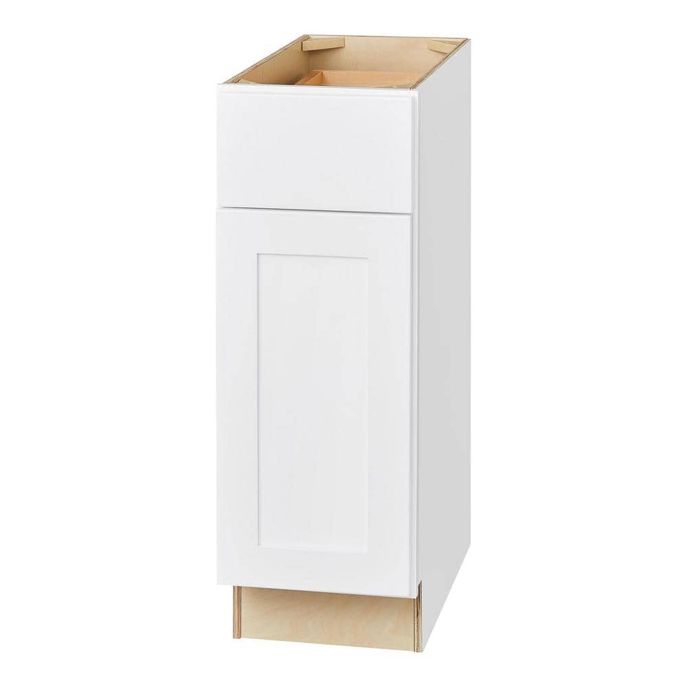 Hampton Bay Avondale 12 in. W x 24 in. D x 34.5 in. H Ready to Assemble Plywood Shaker Base Kitchen Cabinet in Alpine White