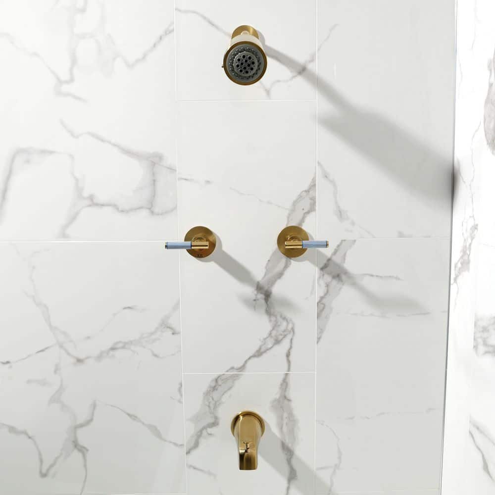 Kingston Brass Verona 2-Handle 2-Spray Tub and Shower Faucet 1.8 GPM in Brushed Brass (3)