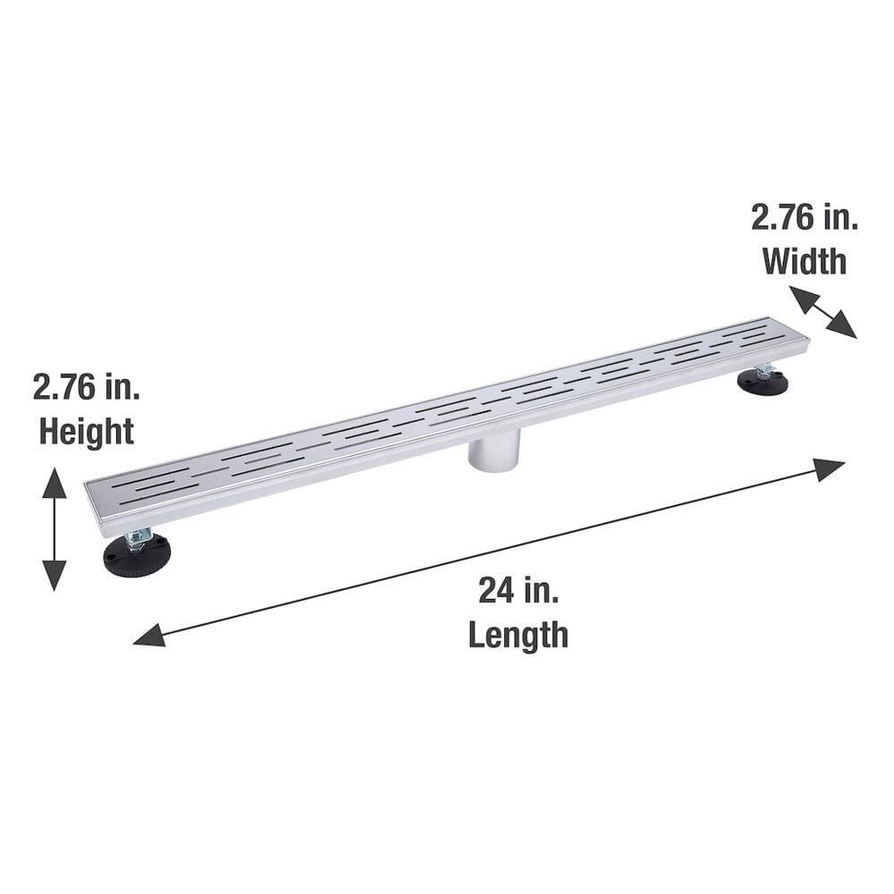 B&K 24-in Polished Chrome Linear Shower Drain with Offset Pattern Grate (2)