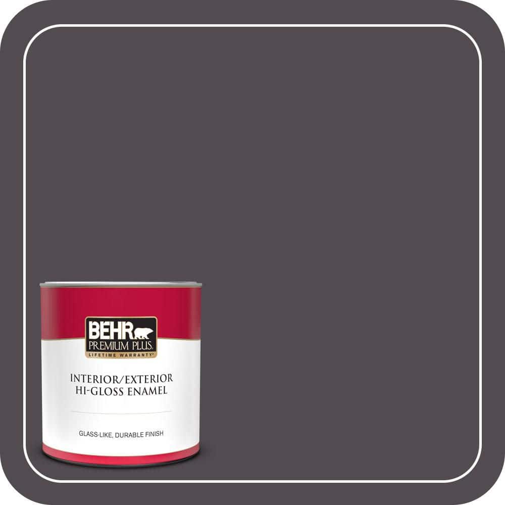 BEHR PREMIUM PLUS 1 qt. #N570-7 Black Elegance Hi-Gloss Enamel Interior/Exterior Paint & Primer