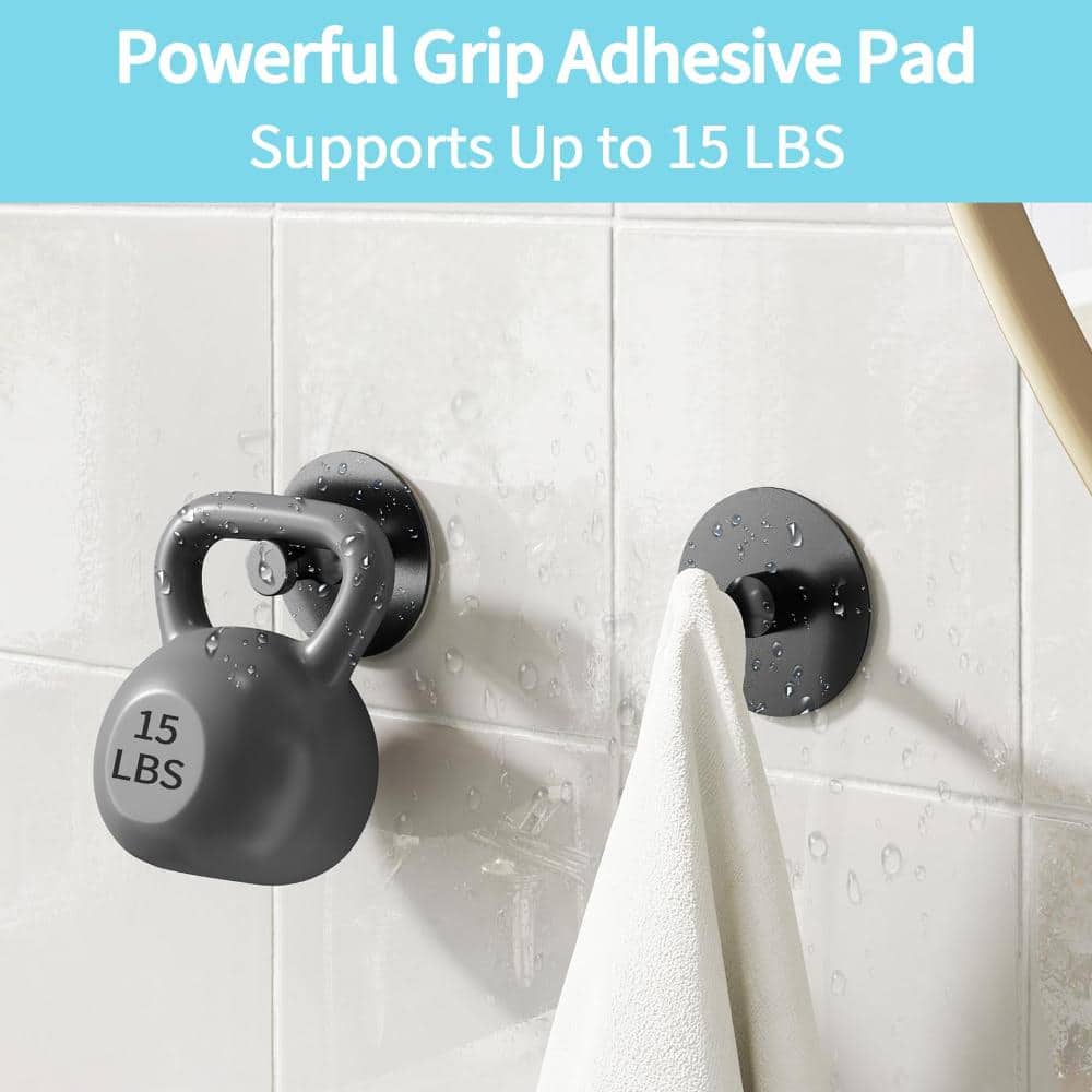 Unbranded Heavy Duty Aluminum Adhesive Hooks for Walls - 4-Piece Robe and Towel Hooks for Bathrooms and Shower Use (3)