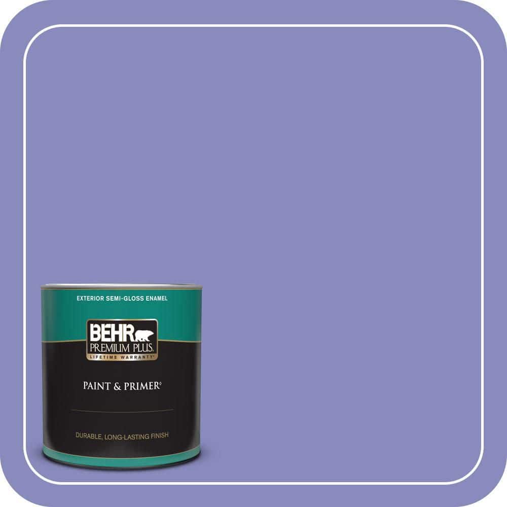 BEHR PREMIUM PLUS 1 qt. #620B-5 Pristine Petal Semi-Gloss Enamel Exterior Paint & Primer