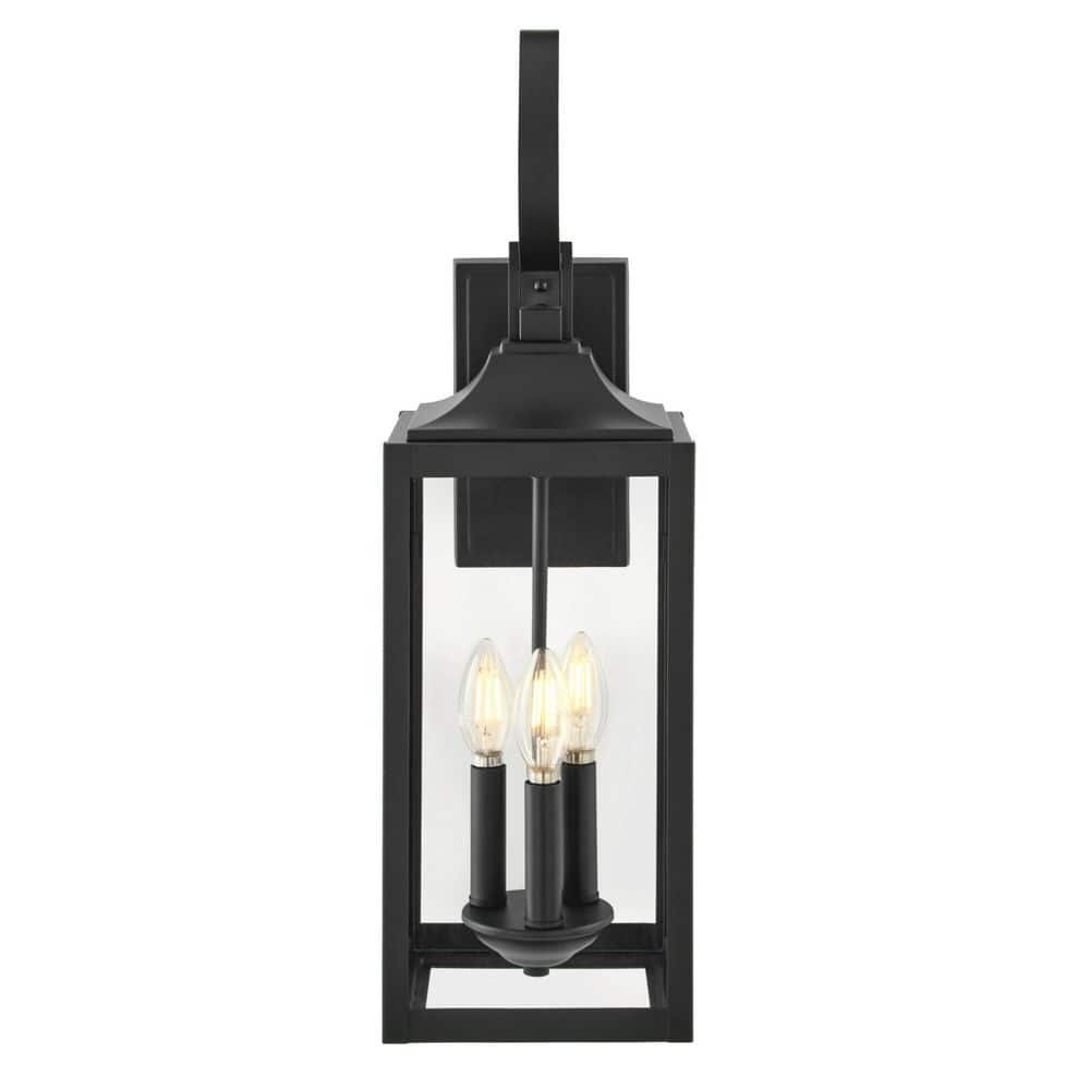 Home Decorators Collection Havenridge 23.2 in. 3-Light Espresso Bronze Hardwired Outdoor Wall Light Lantern Sconce with Clear Glass (1-Pack) (3)