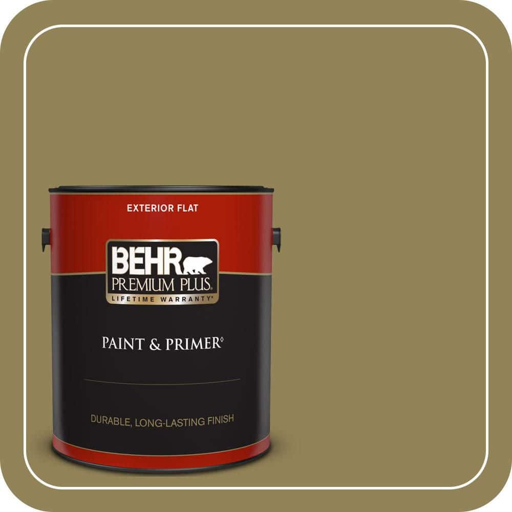 BEHR PREMIUM PLUS 1 gal. #S330-6 Dash of Oregano Flat Exterior Paint & Primer