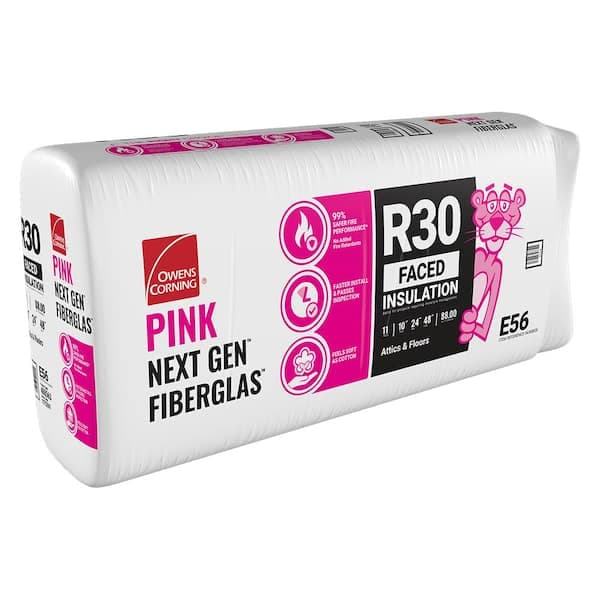 Owens Corning R-30 Faced Fiberglass Insulation Batt 24 in. x 48 in. (1 Bag) (2)
