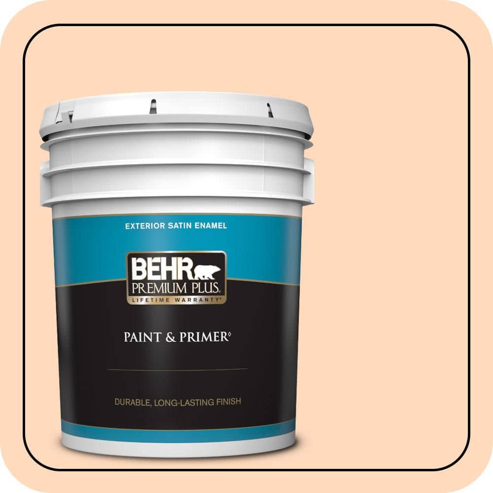BEHR PREMIUM PLUS 5 gal. #P210-2 Citrus Delight Satin Enamel Exterior Paint & Primer