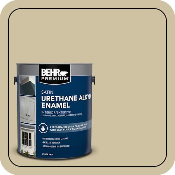 BEHR PREMIUM 1 gal. #S330-3 Seasoned Salt Urethane Alkyd Satin Enamel Interior/Exterior Paint (2)
