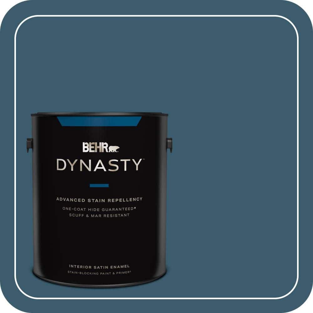 BEHR DYNASTY 1 gal. #550F-7 Blue Spell Satin Enamel Interior Stain-Blocking Paint & Primer