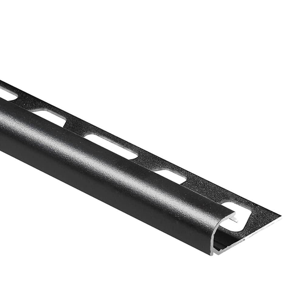 Schluter Rondec Matte Black Textured Color-Coated Aluminum 0.375 in. x 98.5 in. Metal Bullnose Tile Edge Trim (2)