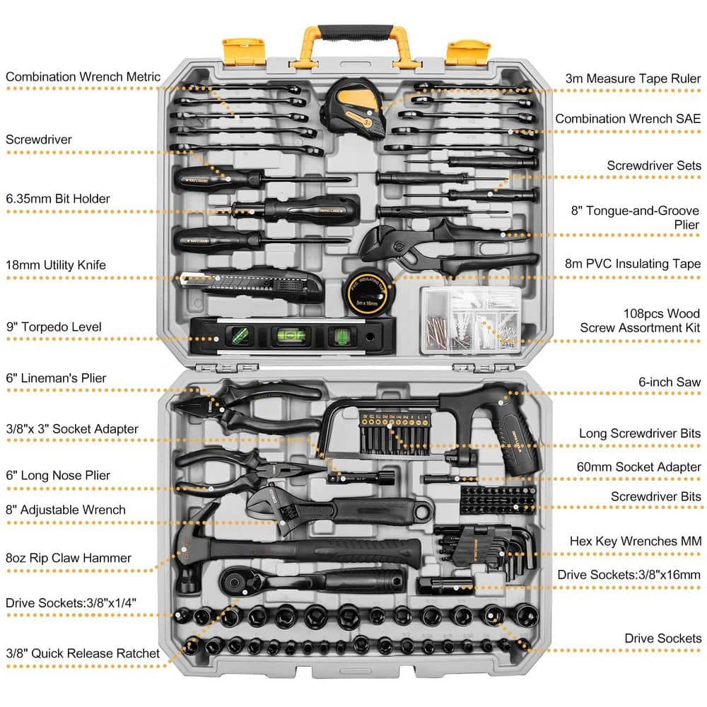 Laybus 218-Piece General Household Hand Tool kit, Professional Auto Repair Tool Set, General Household Hand Tool Set with Plier (2)