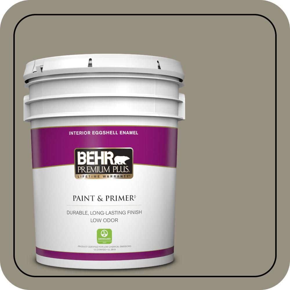 BEHR PREMIUM PLUS 5 gal. #N320-5 Gray Squirrel Eggshell Enamel Low Odor Interior Paint & Primer