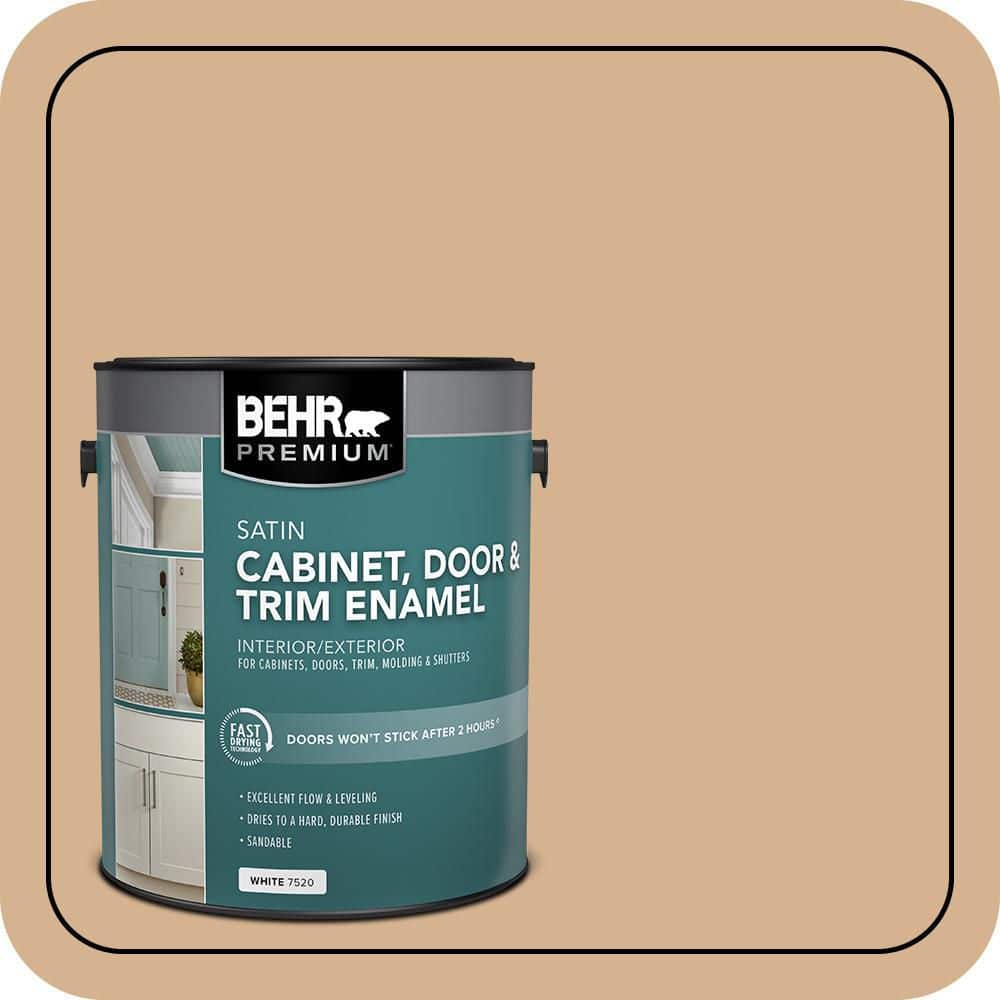BEHR PREMIUM 1 gal. #HDC-NT-04 Creme De Caramel Satin Enamel Interior/Exterior Cabinet, Door & Trim Paint