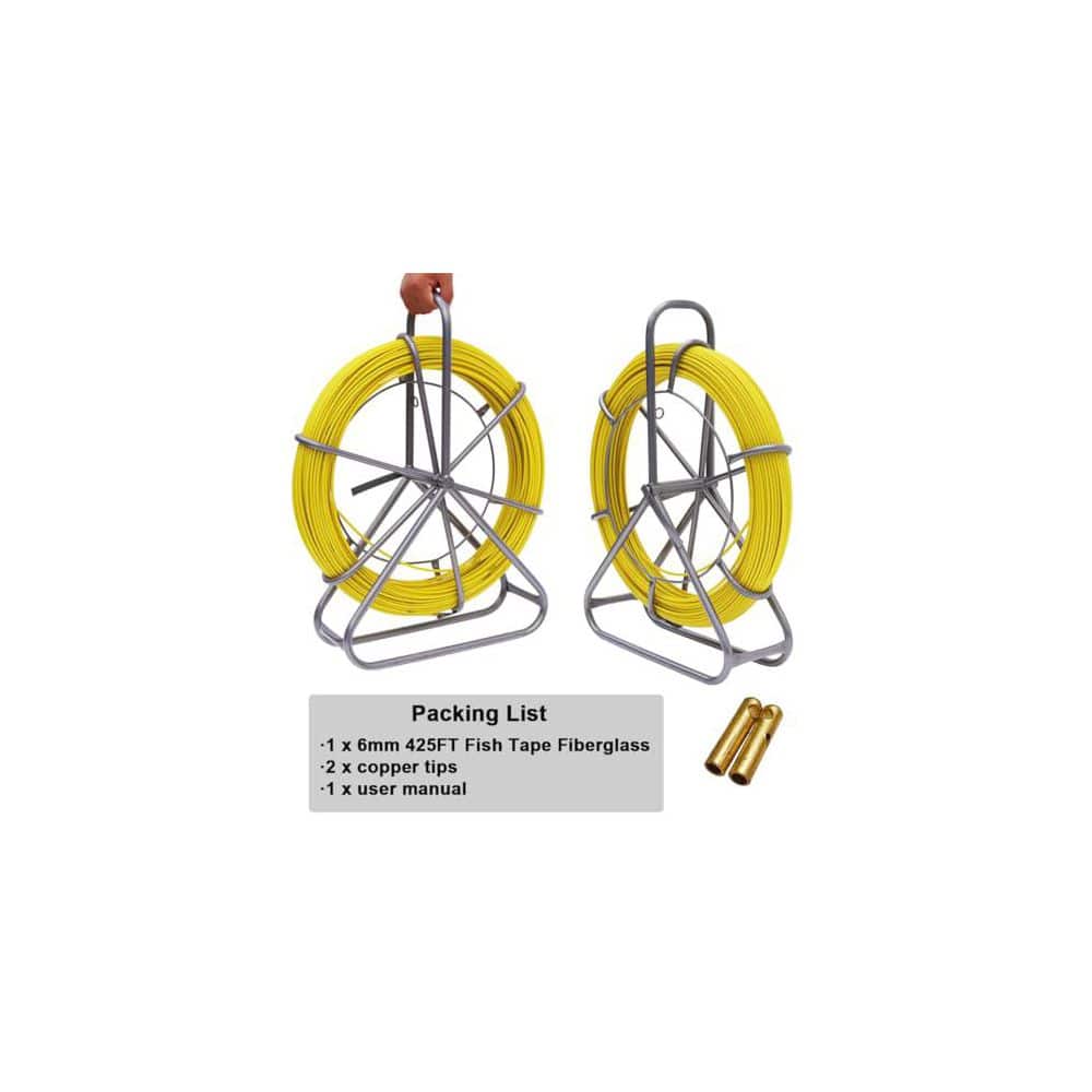YICHUHAOXI 425 ft. Fiberglass Wire Cable Fish Tape with Durable Steel Stand and 2 Copper Tips for Conduit Pulling (2)