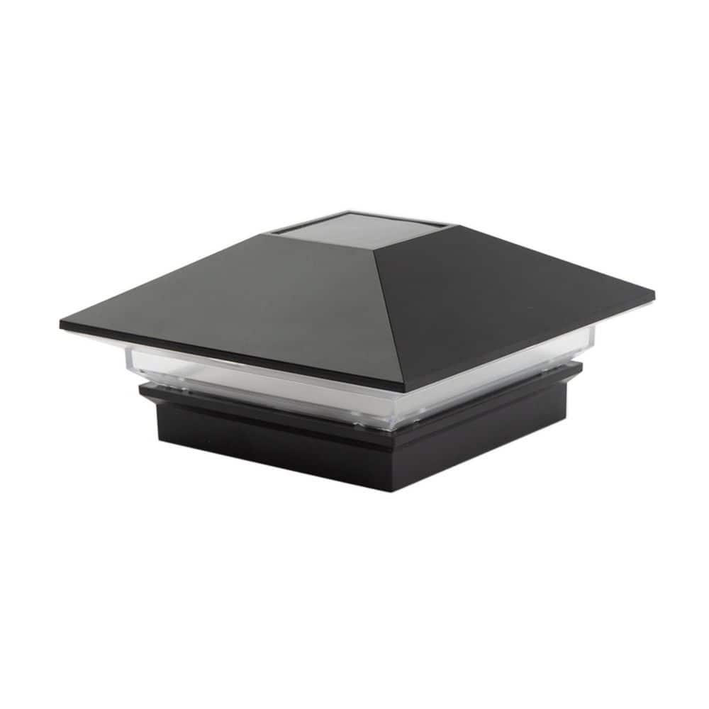 Deckorators Classic 4 in. x 4 in. Black Plastic Pyramid Solar Post Cap (2-Pack) (1)