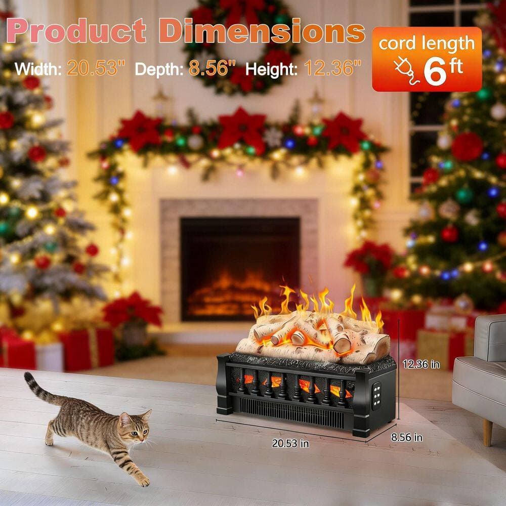 Unbranded 1500 W 21 in. Black Infrared Quartz Electric Fireplace Log Heater-Remote, 5 Flame Brightness, Overheat Protection (3)