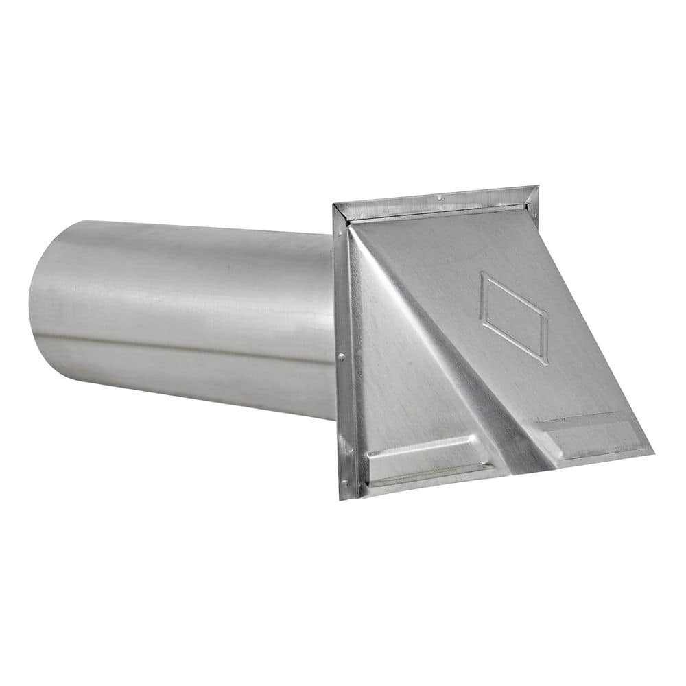 Lambro 4 in. 26-Gauge Galvanized Steel Fresh Air Intake Vent with Wire-Mesh Screen and 11 in. Pipe, No Damper
