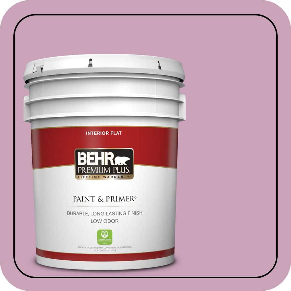 BEHR PREMIUM PLUS 5 gal. #690D-4 Taste of Berry Flat Low Odor Interior Paint & Primer