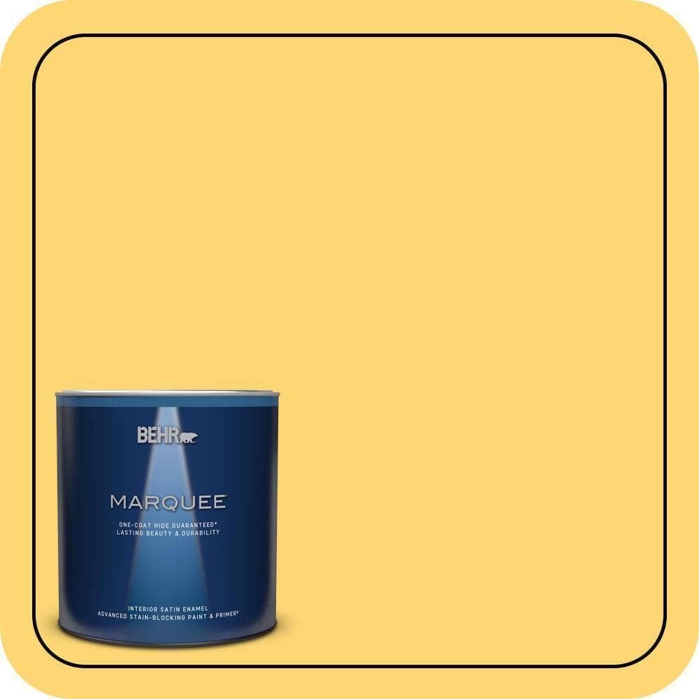 BEHR MARQUEE 1 qt. #PPU6-13 Hawaiian Pineapple Satin Enamel Interior Paint & Primer