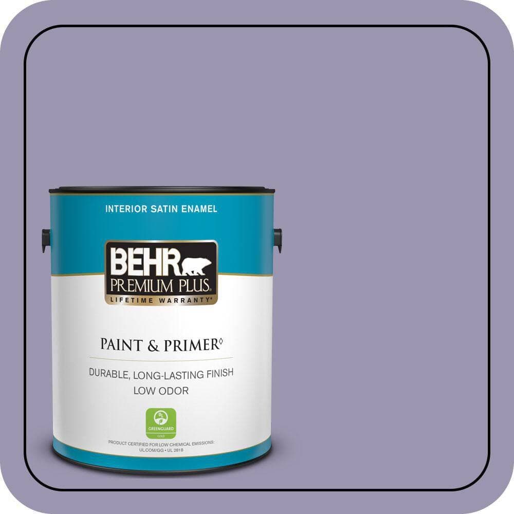 BEHR PREMIUM PLUS 1 gal. #S570-4 Night Music Satin Enamel Low Odor Interior Paint & Primer