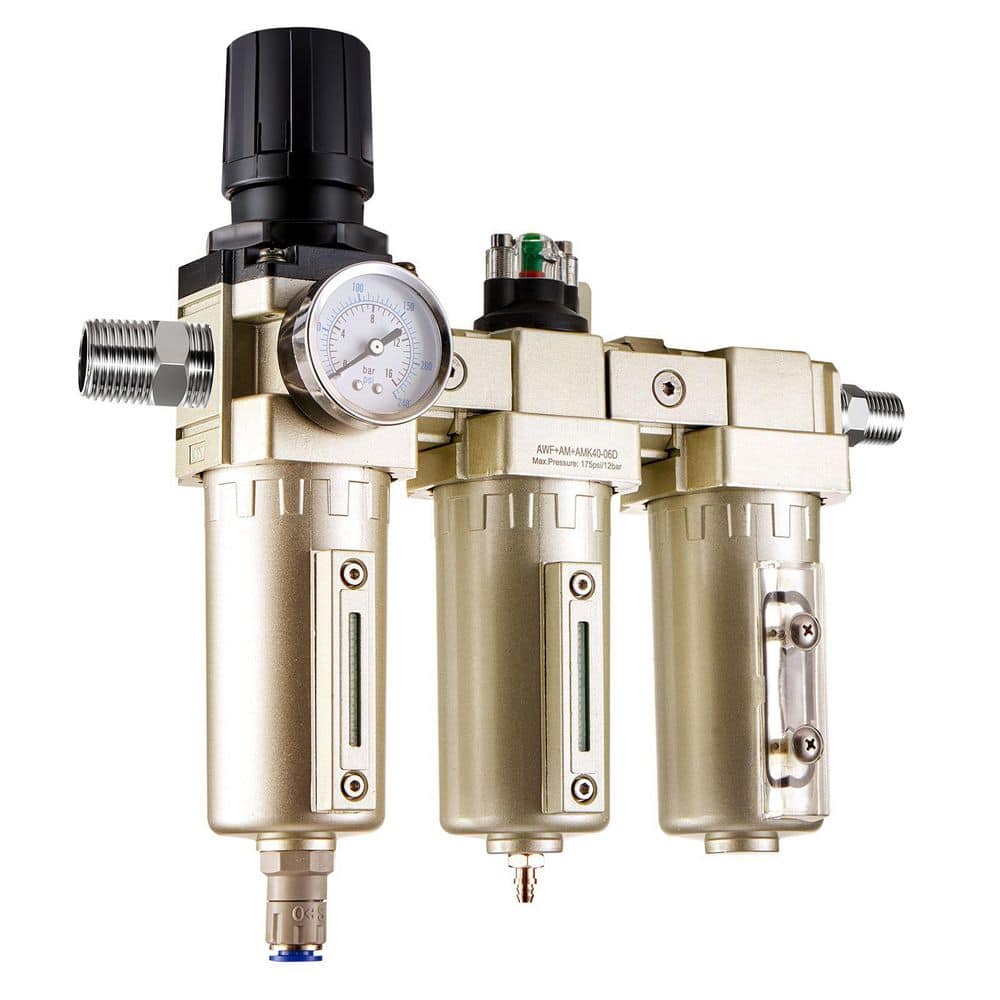 SKYSHALO Air Compressor Filter Regulator, 3/4 in. NPT 3-Stage 5μm and 0.3μm and 0.1μm Air Drying System with Micron Filters