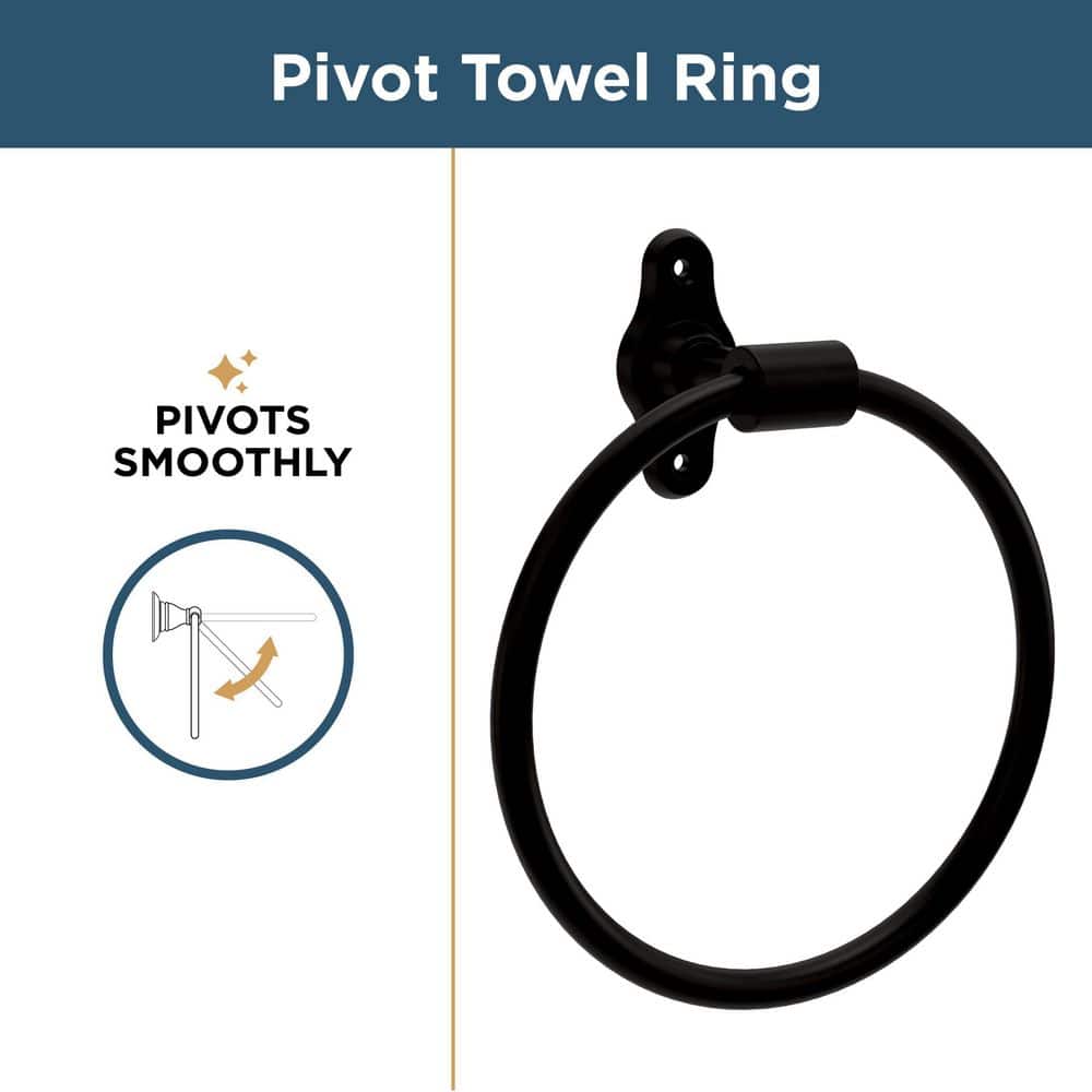 Franklin Brass Calloway 4-Piece Bath Hardware Set 18 to 24 in. Towel Bar, Toilet Paper Holder, Towel Ring, Towel Hook in Matte Black (3)